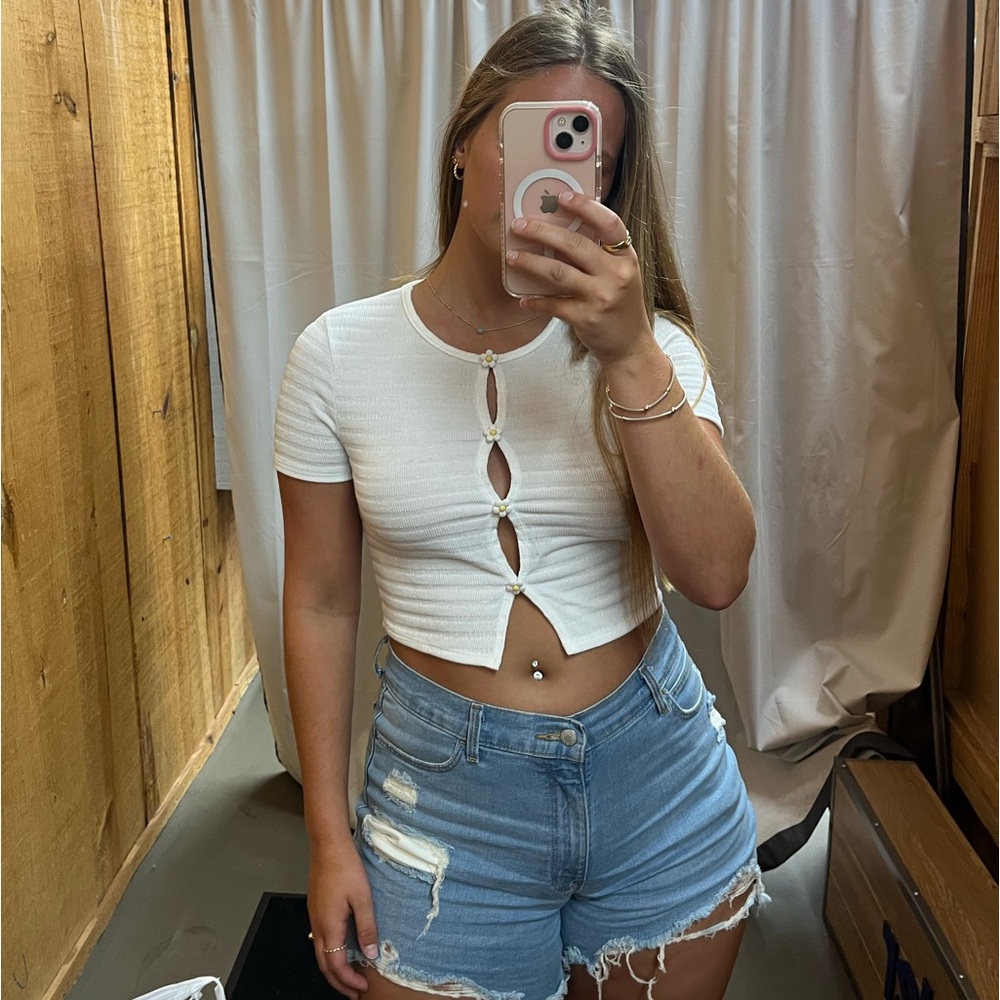 Flower Button Top